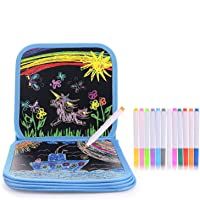 HellDoler Tablero de Dibujo portátil para niños- Tablero de Dibujo de Graffiti -Libros Blandos de Pizarra 14 páginas-12…